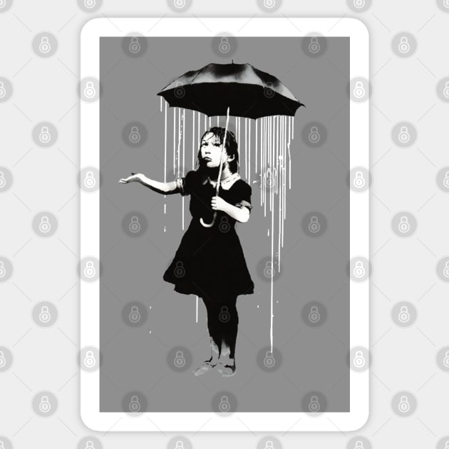 Banksy Rain Street Artist Graffiti Sticker by Closeddoor